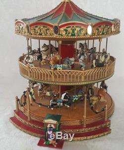 Mr. Christmas Double Decker Carousel Nottingham Fair Marry Go-round Lights Music