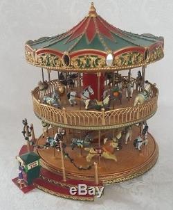 Mr. Christmas Double Decker Carousel Nottingham Fair Marry Go-round Lights Music