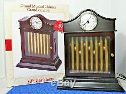 Mr. Christmas Grand Musical Chimes Mantle Clock 30 songs Tubular Bells Wood Case