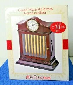 Mr. Christmas Grand Musical Chimes Mantle Clock 30 songs Tubular Bells Wood Case