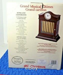 Mr. Christmas Grand Musical Chimes Mantle Clock 30 songs Tubular Bells Wood Case