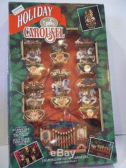 Mr Christmas Holiday Carousel 6 Horses & Circus Organ With 21 Carols Lighted