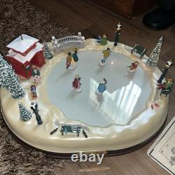 Mr. Christmas Holiday Skaters 1885 Animated Skating Pond Lights Music Box WORKS