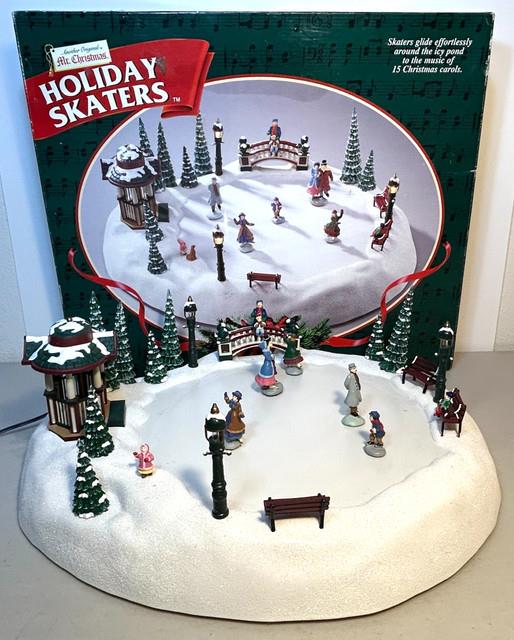 Mr Christmas Holiday Skaters Animated Musical Victorian Ice Rink Tested