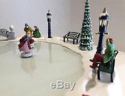Mr. Christmas Holiday Skaters Victorian Ice Skating Scene Mint Tested Working