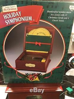 Mr Christmas Holiday Symphonium Wooden Music Box Plays 16 Christmas Carols Songs