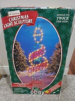Mr Christmas Lighted Sculpture Merry Christmas candle vtg Yard Decoration