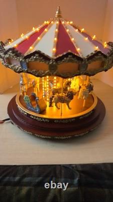 Mr. Christmas Marquee Deluxe Carousel LRG 100 Lights 40 Songs EUC Tested Works