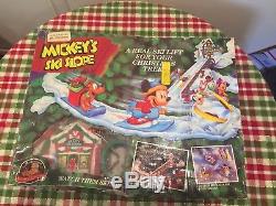 Mr. Christmas Mickey's Ski Slope Vintage With 4 Ski Figures See Photos
