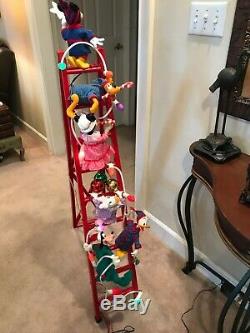 Mr Christmas Mickey's Tree Trimmers 1993 With Box 6 Animated Figures On Ladder