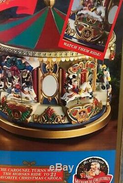 Mr. Christmas Mickeys Disney Holiday Merry Go Round Lighted Carousel Moving New