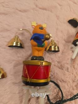 Mr. Christmas Santa's Marching Band Brass Bells Play 35 musical Carols Vtg 90s