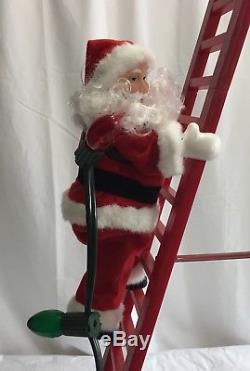 Mr. Christmas Stepping Santa Climbs Ladder Plays 15 Carols With Lights & Adapter