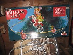 Mr Christmas Uni-cycling Santa Claus vintage Christmas in box