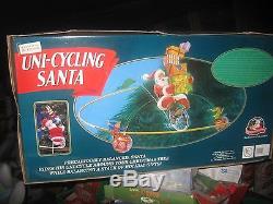 Mr Christmas Uni-cycling Santa Claus vintage Christmas in box