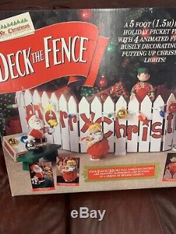 Mr Christmas Vintage Deck the Fence LARGE Animated Holiday Decoration