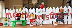 Mr Christmas Vintage Deck the Fence LARGE Animated Holiday Decoration