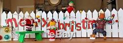 Mr Christmas Vintage Deck the Fence LARGE Animated Holiday Decoration