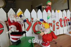 Mr Christmas Vintage Deck the Fence LARGE Animated Holiday Decoration