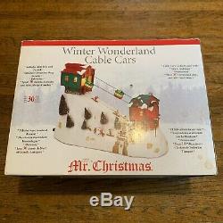 Mr Christmas Winter Wonderland Lights Moving Cable Cars Ski Lift Music Box RARE