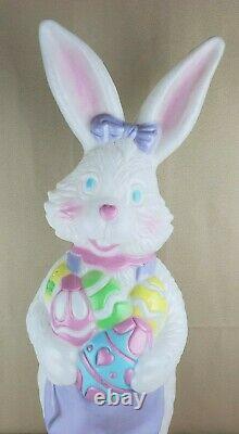 Mrs. Easter Bunny Rabbit Egg Blow Mold 34 VTG Decor TPI 1996 Rare AS IS NOLIGHT