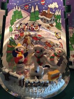 Musical Christmas Animated Tree Dancing Snowmen Winter Wonderland SEE VIDEO Vtg