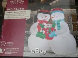 NEW 10' GEMMY Lighted Snowman Family Christmas Inflatable Airblown Blow-up