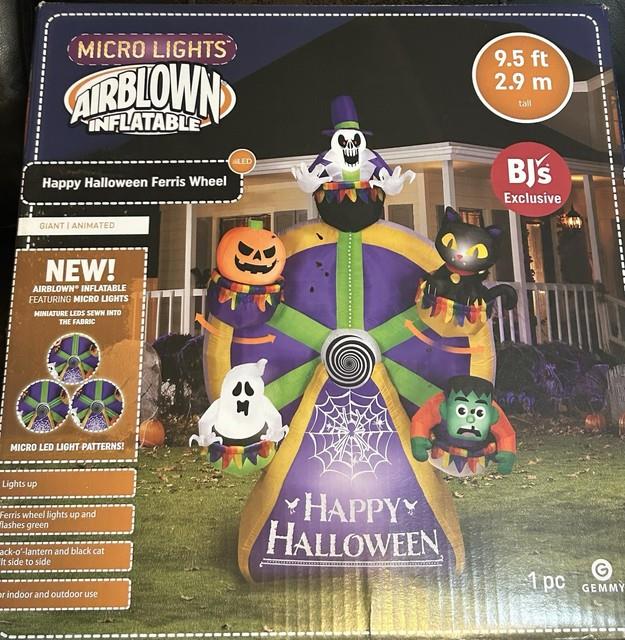 New 2023 Gemmy 9-1/2' Animatedlighted Halloween Ferris Wheel Inflatable Airblown