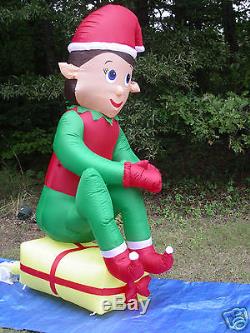 NEW 7' Tall Lighted Giant Elf on Present Christmas Airblown Inflatable Blow-up