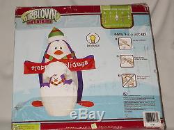 NEW 8' Tall Lighted Animated Christmas Penquin & Baby Inflatable Airblown NEW