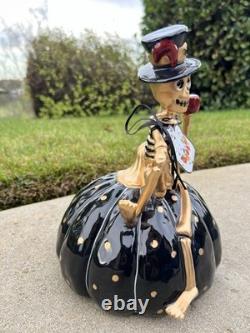 NEW Blue Sky Clayworks Halloween Skeleton On Pumpkin Gold Black