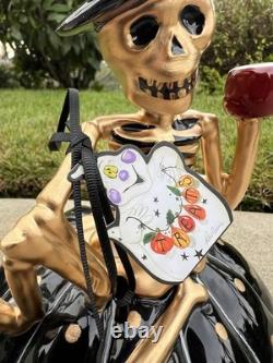 NEW Blue Sky Clayworks Halloween Skeleton On Pumpkin Gold Black