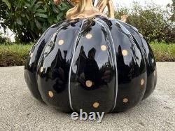 NEW Blue Sky Clayworks Halloween Skeleton On Pumpkin Gold Black