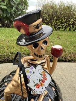 NEW Blue Sky Clayworks Halloween Skeleton On Pumpkin Gold Black