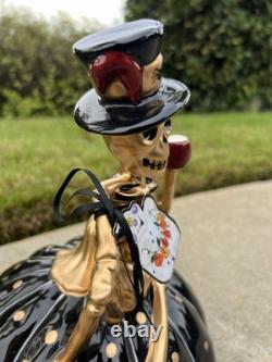 NEW Blue Sky Clayworks Halloween Skeleton On Pumpkin Gold Black