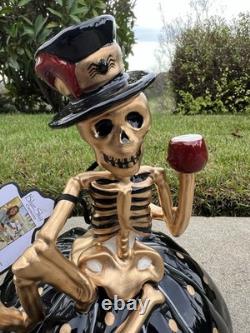 NEW Blue Sky Clayworks Halloween Skeleton On Pumpkin Gold Black