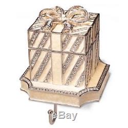 NEW FRONTGATE Swarovski crystal encrusted Gift Box Stocking Holder in Ivory