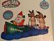 New Gemmy 7' Lighted Christmas Ss. St. Nick Santa & Reindeer Airblown Inflatable