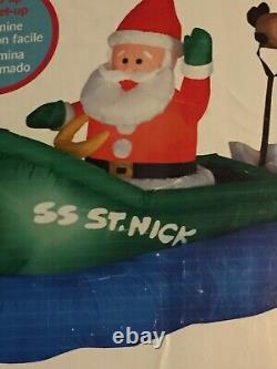 NEW GEMMY 7' Lighted Christmas SS. St. Nick Santa & Reindeer Airblown Inflatable
