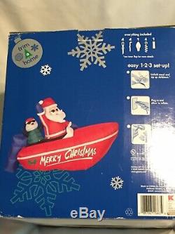 NEW GEMMY OVER 7' Lighted Christmas Santa Speed Boat Airblown Inflatable Blow-up
