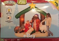 NEW GEMMY OVER 7' Lighted Musical Christmas Nativity Manger Inflatable Airblown