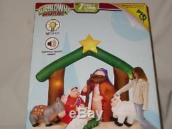 NEW GEMMY OVER 7' Lighted Musical Christmas Nativity Manger Inflatable Airblown