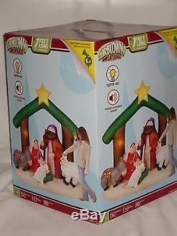 NEW GEMMY OVER 7' Lighted Musical Christmas Nativity Manger Inflatable Airblown