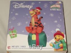 NEW Gemmy 2007 6' Lighted Tigger on Christmas Present Inflatable Airblown Blowup