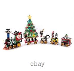 NEW MacKenzie-Childs Christmas Train 5 Piece Ceramic Set Rare
