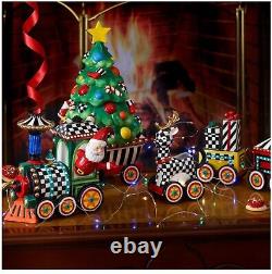 NEW MacKenzie-Childs Christmas Train 5 Piece Ceramic Set Rare