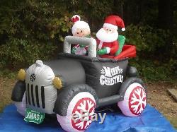 NEW Mr. & Mrs. Claus Antique Car Lighted Christmas Inflatable Airblown- RARE