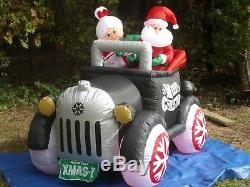 NEW Mr. & Mrs. Claus Antique Car Lighted Christmas Inflatable Airblown- RARE