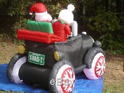 NEW Mr. & Mrs. Claus Antique Car Lighted Christmas Inflatable Airblown- RARE