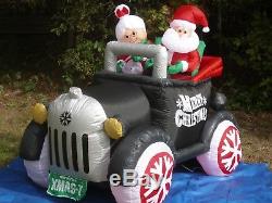 NEW Mr. & Mrs. Claus Antique Car Lighted Christmas Inflatable Airblown- RARE